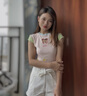 MAGNLENS【情人節】夏新品牛仔短褲女白色設計感百搭美式工裝休閑褲 白色 160/XS 曬單實(shí)拍圖