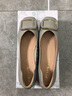 百田森 PETINSON羊皮方扣氣質(zhì)女單鞋春季新款方頭淺口鞋女中粗真皮鞋 藍色 36 曬單實拍圖