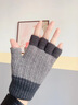 羅蒙半指手套男女秋冬季加厚保暖防寒風(fēng)戶(hù)外騎行針織毛線(xiàn)寫(xiě)字露指 灰色 曬單實(shí)拍圖