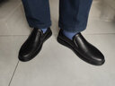 富貴鳥(niǎo)秋冬休閑皮鞋男商務(wù)圓頭真皮中老年爸爸男鞋加絨保暖鞋子男特大碼 FG0023黑色[單里款】 40 [此款鞋偏大一碼] 曬單實(shí)拍圖