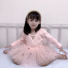 舞東方兒童舞蹈服女童練功服春夏季中國舞跳舞芭蕾舞裙幼兒短袖演出服裝 藕粉色【長(cháng)袖】 120 (身高110-120厘米) 曬單實(shí)拍圖