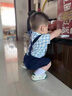 丹鳥(niǎo)王小男童西裝夏寶寶1周歲宴禮服抓周衣服嬰幼西服2兒童生日紳士套裝 藍色格子短袖套裝 120 碼 曬單實(shí)拍圖