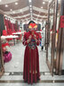 麗佰昕中式旗袍敬酒服新娘新款紅色絲絨秀禾服答謝宴結(jié)婚禮服女 酒紅色長款 L 曬單實拍圖