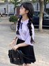 鹿依檸連衣裙女夏季2025新款女裝韓系減齡泰國學(xué)生學(xué)院風(fēng)jk制服套裝裙子 藍色襯衫+藏青短裙 M 曬單實拍圖