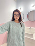 BASIC HOUSE百家好甜美絞花毛衣女2024秋季新款馬海毛寬松高級休閑韓版針織衫 藍(lán)色 M 曬單實(shí)拍圖