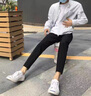 啄木鳥(niǎo) 西褲男韓版春季商務(wù)休閑西褲新款免燙男士休閑褲潮牌中青年彈力修身小腳九分褲子 9888黑色+9888深灰  31 曬單實(shí)拍圖