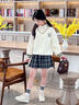 小豬彼特女童秋裝套裝2025新款秋冬款初中生裙子春秋學(xué)院風(fēng)兒童冬季jk制服 4948米白+4066黑色 130 cm 曬單實(shí)拍圖