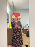 玖姿·安娜蔻優(yōu)雅輕熟原創(chuàng)花型垂順印花壓褶連衣裙女2024春款 花黑 M 曬單實(shí)拍圖