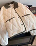 PMOG小香風(fēng)撞色菱格翻領(lǐng)服棉服女2023時(shí)尚寬松百搭短款輕薄夾棉外套女 象牙白 L 曬單實(shí)拍圖