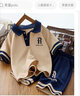 G.DUCKKIDS兒童夏裝男童短袖套裝2025新款中大童男孩POLO衫兩件套帥氣衣服潮 卡其色polo短袖套裝 150 建議身高145cm左右 曬單實(shí)拍圖