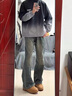 POUM復古微喇牛仔褲男士春秋冬季新款潮流美式直筒高街休閑牛仔褲子 HWFS-1113淺藍色 XL 曬單實(shí)拍圖