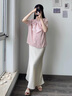 黎依奴（LISLAVE）感垂感醋酸緞面半身裙女2025夏季新款中長款魚尾裙高腰顯瘦包臀裙 淺杏色 [春夏款9902裙長92左右] L 曬單實(shí)拍圖