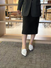 愛(ài)步（ECCO）豆豆鞋女 時(shí)尚潮流百搭尖頭百搭淺口樂(lè)福單鞋  型塑214283 亮白色21428301002（牛皮革） 38 曬單實(shí)拍圖