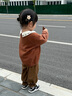 幼歌（YOUGE）嬰幼兒撞色花邊束腳褲秋季新款時(shí)尚純色百搭兒童燈籠褲 摩卡棕（66-90兩用襠） 90 cm 曬單實(shí)拍圖