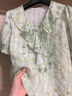 對白【小野聯(lián)名】法式碎花雪紡襯衫女2026夏新款荷葉邊泡泡袖上衣 白玫瑰印花 S 曬單實(shí)拍圖
