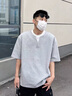 VETECOCOFF短袖t恤男生夏季新款寬松高級感V領(lǐng)半袖上衣服休閑潮流假兩件男裝 麻灰 XL （建議130-150斤） 曬單實(shí)拍圖