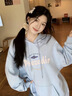 LDBE藍色連帽衛(wèi)衣女2025新款秋冬加絨加厚小眾設計感慵懶風寬松外套潮 奶藍色【春秋薄款】 M （95斤以內） 曬單實拍圖