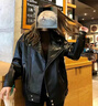AEMAPE2026春秋新款短外套女皮衣韓版寬松休閑百搭pu皮機車(chē)服女 黑色_加棉款 M _110-125 曬單實(shí)拍圖