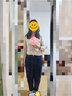 香影深藍色牛仔褲女高腰2024冬季新款復(fù)古休閑長褲寬松顯瘦直筒褲 牛仔藍 L 曬單實拍圖