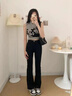 燦圖黑色微喇直筒牛仔褲女裝春秋季潮流小個(gè)子寬松顯瘦垂感闊腿褲子女 黑色 M 【建議90-110斤】 曬單實(shí)拍圖