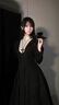 歐維沃洛麗塔萬(wàn)圣節哥特暗黑風(fēng)Lolita修女黑色長(cháng)款收腰泡泡袖洛麗塔連衣 2XL 曬單實(shí)拍圖