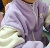 歡喜小熊 兒童抓絨外套嬰兒男童秋冬搖粒絨童裝寶寶衣服女孩秋裝棒球服 朦朧紫 130 (建議5-6歲身高120-130cm) 曬單實(shí)拍圖