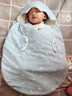 艾茵美嬰兒恒溫睡袋春秋冬款純棉防踢被一體式襁褓防寒新生兒睡袋 霧藍海島/0-3個(gè)月（10-20℃） 曬單實(shí)拍圖