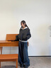 DXOT復(fù)古小眾休閑長(zhǎng)袖單排扣卡其色外套女秋季新款寬松顯瘦短款外套潮 灰色內(nèi)搭連帽衛(wèi)衣（單件） M 曬單實(shí)拍圖