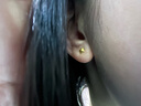 百泰首飾（BATAR JEWELLERY）生日禮物黃金耳飾幾何方形小方塊999足金耳釘立體耳棍養耳棒 小方形立體耳釘0.66g 曬單實(shí)拍圖