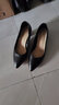 富貴鳥(niǎo)頭層牛皮高跟鞋女2025夏季單鞋女尖頭淺口通勤職業(yè)中跟工作女鞋 (4.9cm)黑色 38 曬單實(shí)拍圖