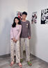 富妮來(lái)情侶睡衣套裝女士圓領(lǐng)長(cháng)袖長(cháng)褲家居服可愛(ài)小熊卡通條紋印花兩件套 香芋紫-女款 S 曬單實(shí)拍圖