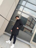 花花公子（PLAYBOY）男士羽絨服男中長款冬季新款韓版加厚輕薄過膝連帽外套保暖上衣男 275黑色 M 曬單實拍圖