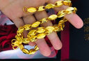 瑩玉碧越南沙金項(xiàng)鏈男鍍金鏈子粗款仿金麥穗款空心竹節(jié)款橄欖珠圓珠項(xiàng)鏈 3號(hào)60厘米長(zhǎng)8毫米粗70克重 曬單實(shí)拍圖