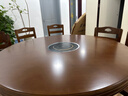 九悟風(fēng)語(yǔ)實(shí)木餐桌椅組合家用圓桌鋼化玻璃轉盤(pán)嵌入式電磁爐酒店飯店火鍋桌 胡桃色 1.2m 單桌配轉盤(pán)+6椅 曬單實(shí)拍圖