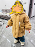 幼悠女童加絨加厚立體熊耳朵連帽毛絨外套冬季防風(fēng)保暖休閑上衣潮 卡其 100cm 曬單實(shí)拍圖