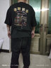 琉語短袖男大碼復(fù)古印花T恤男夏季男裝加肥加大夏裝潮半袖打底衫寬松 T532得閑飲茶【黑色】 5XL 【建議190-210斤】 曬單實拍圖