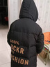 啄木鳥(niǎo)青少年中長(cháng)款白鴨絨羽絨服男士加厚潮牌大童學(xué)生防寒衣服男裝外套 黑色 L -170/92A 曬單實(shí)拍圖