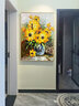 逛藝純手繪油畫(huà)梵高向日葵名畫(huà)臨摹玄關(guān)裝飾畫(huà)歐式客廳背景墻餐廳掛畫(huà) 玫瑰金鋁合金畫(huà)框 60*85cm 曬單實(shí)拍圖