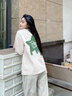 查爾斯桃心 潮牌T恤男女同款 可愛立體印花寬松百搭情侶夏季短袖 本白 S  曬單實拍圖