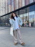名創(chuàng)優(yōu)品（MINISO）加絨褲子女秋冬季2024新款初中生棉褲女生保暖寬松休閑運(yùn)動(dòng)闊腿褲 【470G重磅加絨】奶茶棕(編織花褲前左下標(biāo)) S 155 (體重85-105斤) 曬單實(shí)拍圖