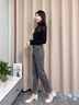 羅蒙（ROMON）加絨加厚牛仔褲女新款秋冬女褲寬松彈力中老年媽媽直筒褲春秋褲子 3217煙灰色長褲-【單褲春秋款】 M 建議體重-90多斤-100斤 曬單實(shí)拍圖