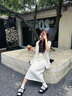 對(duì)白老錢(qián)風(fēng)輕薄西裝套裝裙女2025夏新款短袖外套半身裙通勤兩件套 杏仁米 S 曬單實(shí)拍圖