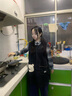 凱柚日系可愛小熊長袖圍裙女廚房家用做飯防油防污罩衣家務(wù)圍腰工作服 小熊無袖罩衣-黑 曬單實(shí)拍圖