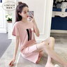 奧蜜雪 睡裙女夏季韓版清新少女學(xué)生純棉甜美公主短袖中裙寬松睡衣家居服夏天薄款 Q-2006 粉紅三色條 L（165） 曬單實拍圖
