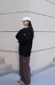 OEMG日系慵懶風(fēng)復(fù)古毛衣男女秋冬季新款加厚圓領(lǐng)針織衫外套寬松線衣服 黑色 XL [建議125-140斤] 曬單實拍圖