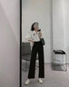 雪茜曼冰絲闊腿褲2025年夏季新款高腰顯瘦哈倫黑色顯瘦休閑褲子 曬單實拍圖