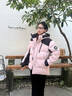 探路者（TOREAD）鵝絨羽絨服面包服戶外防風(fēng)防潑水短款棉服保暖連帽外套男女劉昊然 瓷瓦粉黑色 S 曬單實(shí)拍圖