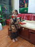 楚歌質(zhì)優(yōu)品 兒童漢服男童裝寶寶古裝男小和尚衣服小書童鋤禾三字經(jīng)表演出服裝 深卡其布色 (帽子腰帶) 110 (適合3-4歲) 曬單實拍圖