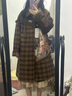 森女部落原創(chuàng  )油畫(huà)風(fēng)拼接美拉德風(fēng)毛呢外套格子大衣寬松2023年新款 棕色大衣（單件） S 曬單實(shí)拍圖