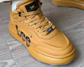 Lee男鞋春季新款休閑鞋厚底高幫鞋潮牌運動(dòng)板鞋懶人免系帶套腳鞋子男 土黃色 44 【偏大/請拍小一碼】 曬單實(shí)拍圖